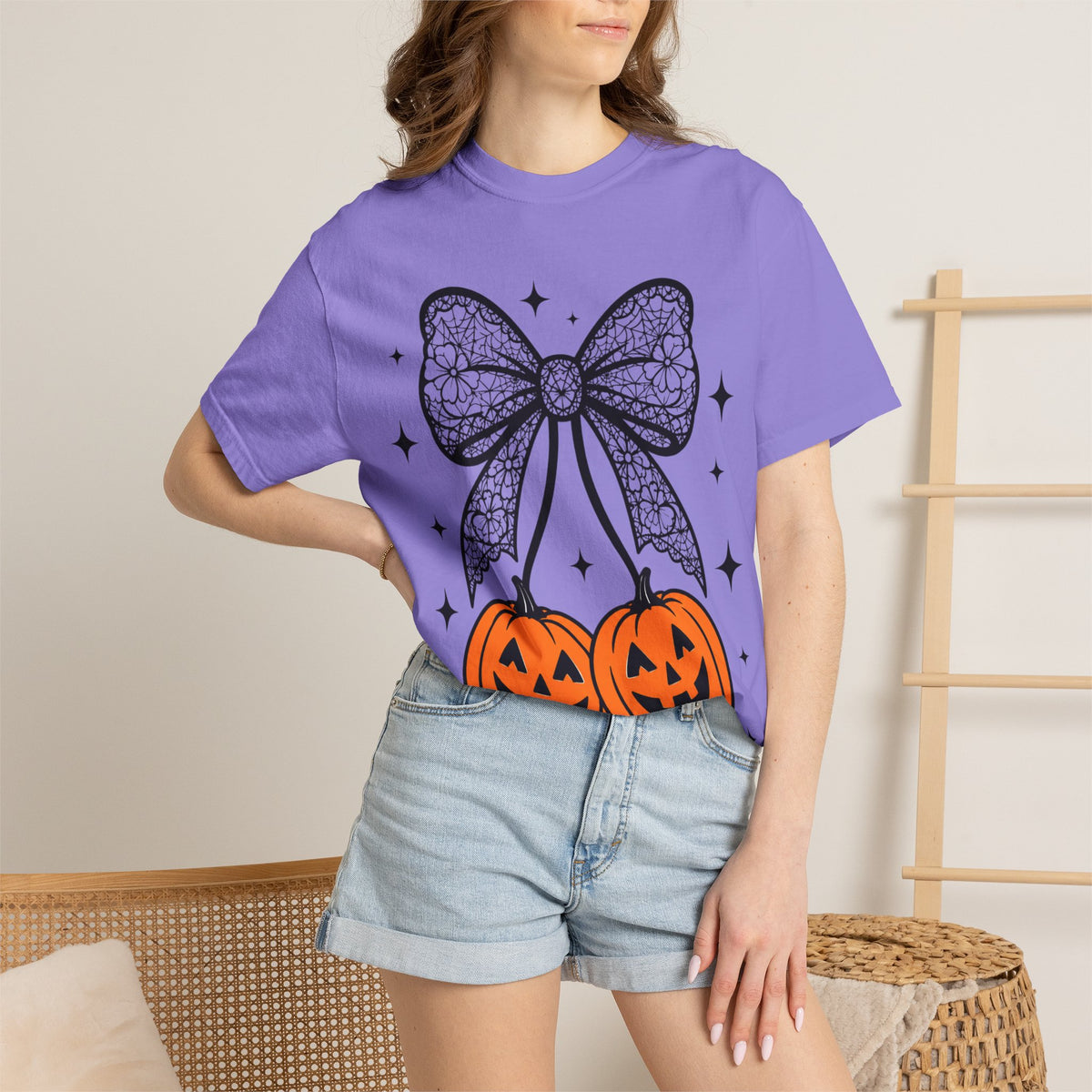Bow Pumpkins Unisex Garment-Dyed T-shirt