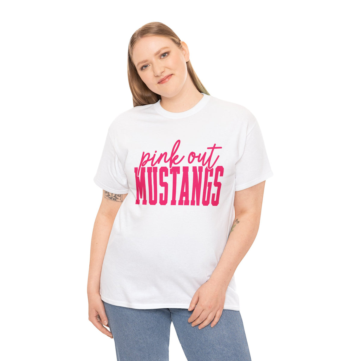 Pink Out Mustangs Unisex Heavy Cotton Tee