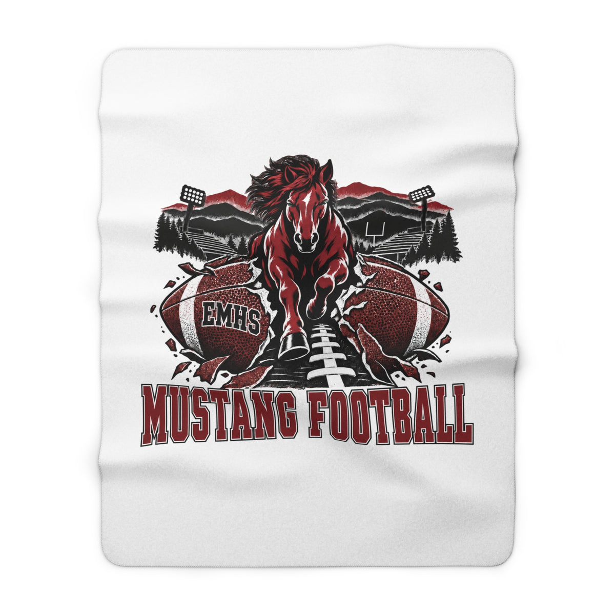 Mustang Football Sherpa Fleece Blanket