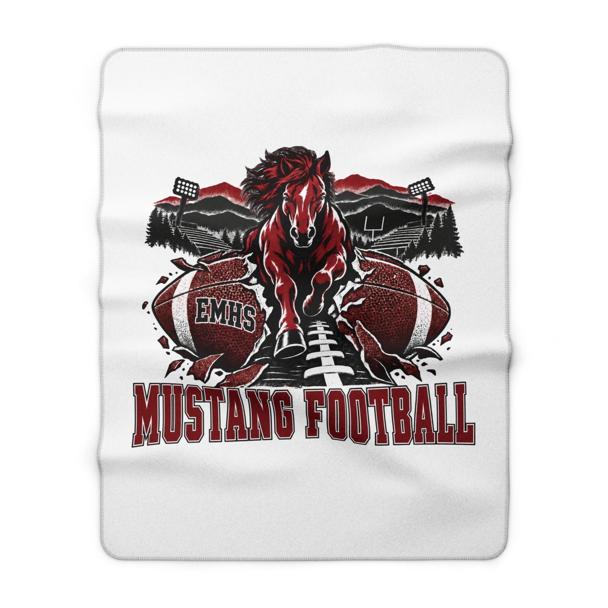 Mustang Football Sherpa Fleece Blanket