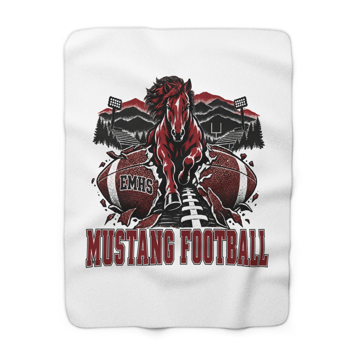 Mustang Football Sherpa Fleece Blanket